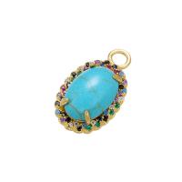 Cubic Zirconia Micro Pave Brass Pendant, with Gemstone, plated, micro pave cubic zirconia Approx 3mm 