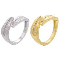 Brass Open Finger Ring, plated, Adjustable & micro pave cubic zirconia 21mm, Inner Approx 17mm 