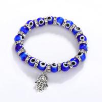 Evil Eye Bracelet Bijoux, alliage de zinc, avec chalumeau & strass, pour femme, bleu, 8mm cm, Vendu par PC