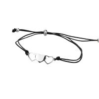 Fashion Create Wax Cord Bracelets, Stainless Steel, with Wax Cord, for woman, black, 27mm cm 