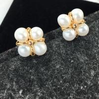 Boucles d'oreilles d'eau douce de Perle , perle d'eau douce cultivée, avec or 14K, pour femme, doré Vendu par paire