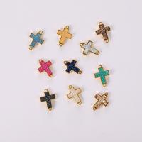 Resin Jewelry Connector, with Brass, Cross, high quality plated 