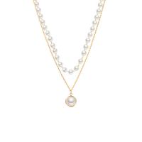 Mode-Multi-Layer-Halskette, Zinklegierung, mit Kunststoff Perlen, poliert, Doppelschicht & für Frau, 360mm,70mm, verkauft von Strang