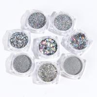 Plastic Nail Decorative Chips, Laser & for woman & mixed, silver color 