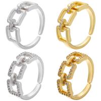 Brass Open Finger Ring, plated, Adjustable & micro pave cubic zirconia & for woman 7mm, Inner Approx 17mm 