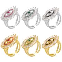 Brass Cuff Finger Ring, Eye, plated, Adjustable & micro pave cubic zirconia & for woman 16mm, Inner Approx 17mm 