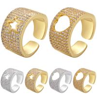 Brass Cuff Finger Ring, Eye, plated, Adjustable & micro pave cubic zirconia & for woman 12mm, Inner Approx 17mm 