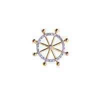 Cubic Zirconia Brooch, Brass, Ship Wheel, micro pave cubic zirconia & for woman 