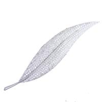 Cubic Zirconia Brooch, Brass, Leaf, micro pave cubic zirconia & for woman, silver color 