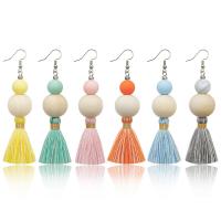 Fashion Tassel Earring, Brass, with Cotton Thread, fashion jewelry & for woman 85mm 
