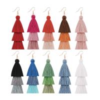 Fashion Tassel Earring, Zinc Alloy, with Cotton Thread, fashion jewelry & for woman 95mm 