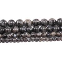 Labradorite Beads, Round, polished, DIY, black cm 