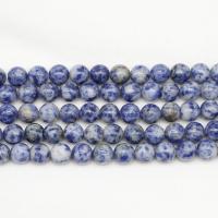 Blue Speckle Stone Abalorio, Esférico, pulido, Bricolaje, camuflaje púrpura, longitud:38 cm, Vendido por Sarta
