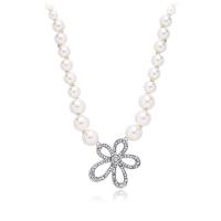 Rhinestone Zinc Alloy Necklace, with pearl, for woman & with rhinestone, white cm 