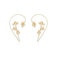 Ohrring-Manschette, Messing, mit Perlen, handgemacht, Einstellbar & für Frau, goldfarben, 35x60mm, verkauft von Paar