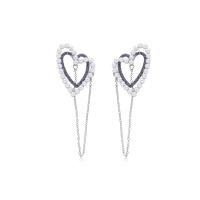 Cubic Zircon (CZ) Drop Earring, Zinc Alloy, with pearl, for woman & with cubic zirconia, purple 