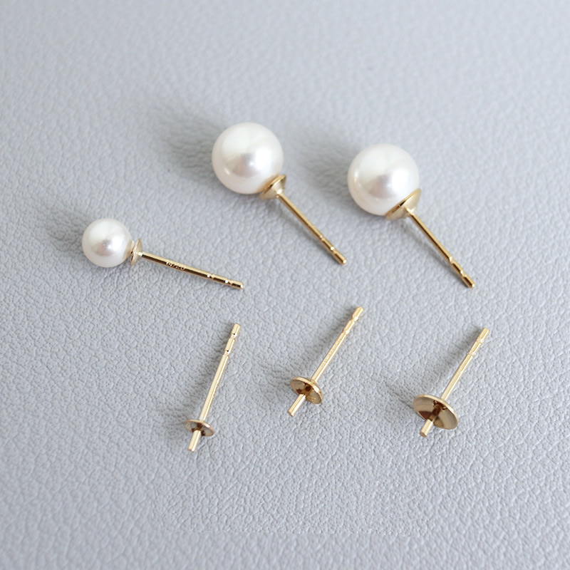 Gold Filled Ear Stud Component, 14K gold-filled & different size for choice, Sold By Pair