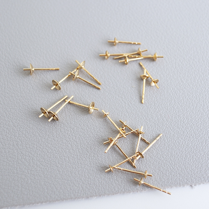 Gold Filled Ear Stud Component, 14K gold-filled & different size for choice, Sold By Pair