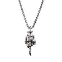 Zinc Alloy Sweater Chain Necklace, Titanium Steel, with zinc alloy pendant, Hand, polished, Unisex Approx 27.56 Inch 