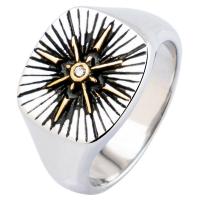 Titanium Steel Finger Ring, plated & micro pave cubic zirconia & for man 
