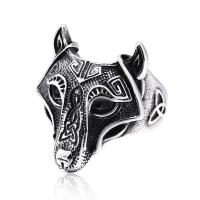 Titanium Steel Finger Ring, Wolf, plated & for man 
