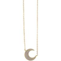 Shell Zinc Alloy Necklace, with Shell, with 1.96 lnch extender chain, Moon, gold color plated & micro pave cubic zirconia & for woman, lead & nickel free 