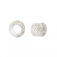Strass Ton befestigte Perlen, Polymer Ton, handgemacht, mit Strass, weiß, 20mm, Bohrung:ca. 10mm, verkauft von PC
