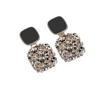 Zinc Alloy Rhinestone Drop Earring, for woman & with cubic zirconia & with rhinestone 