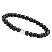 Gemstone Bracelets, Natural Stone, with Zinc Alloy & Acrylic, for woman, white and black, 6mm cm 