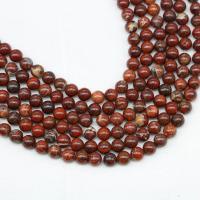 Perles en jaspe bréchique, Corde d'armure, Rond, poli, DIY, rouge cm, Vendu par brin