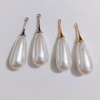 Fashion Plastic Pendants, Brass, with Plastic Pearl, Teardrop, plated Approx 