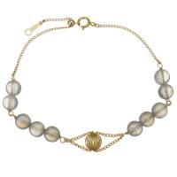 Moonstone Bracelet, with Gold Filled, for woman, grey, 6mm Approx 7.5 Inch 