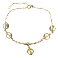 Bracelets quartz, perles de citrine, avec Doublé or, pour femme, Jaune  Environ 8 pouce, Vendu par PC