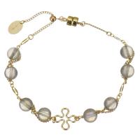 Moonstone Bracelet, with Gold Filled, for woman, grey 6mm Approx 7 Inch 