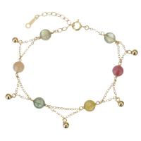 Bracelet de tourmaline, avec Doublé or, avec 1.5 lnch chaînes de rallonge, pour femme, multicolore 6mm Environ 6 pouce, Vendu par PC