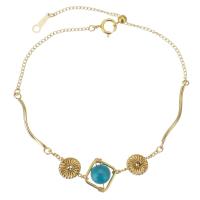 Bracelets en pierres précieuses, Apatites, avec Doublé or, pour femme, bleu 6.5mm,1mm Environ 7.5 pouce, Vendu par PC