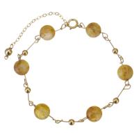 Bracelets quartz, quartz rutile, avec Doublé or, avec 2 lnch chaînes de rallonge, pour femme, Or, 8mm,3mm Environ 6 pouce, Vendu par PC