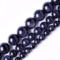 Blue Goldstone Beads, Round, polished, DIY blue cm 
