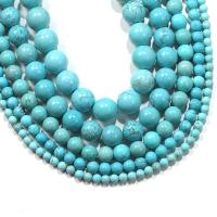 Perles en Turquoise naturelle, Rond, poli, DIY, bleu cm, Vendu par brin