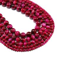 Tiger Eye Beads, Round, polished, DIY, rose carmine cm 