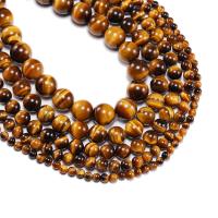 Tiger Eye Beads, Round, polished, DIY, yellow cm 