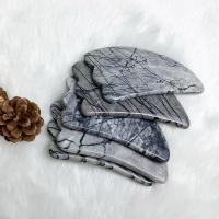 schwarze Seide Stein Schaben Platte, poliert, Massage, grau, 105x50mm, verkauft von PC