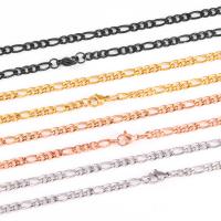 Мода нержавеющей стали ожерелье цепь, нержавеющая сталь, Другое покрытие, Мужская & Фигаро цепочка, Много цветов для выбора, продается PC