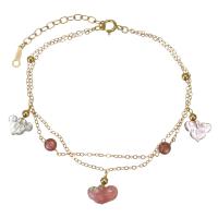 Quartz Bracelets, Strawberry Quartz, with Gold Filled, for woman, grey 4mm,1.2mm Approx 6 Inch 