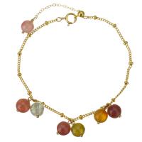Tourmaline Bracelet, with Gold Filled, with 1 lnch extender chain, 14K gold-filled, for woman, multi-colored, 6mm,1mm Approx 6 Inch 