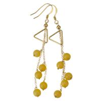 Fashion Fringe Earrings, Beeswax, with Gold Filled, 14K gold-filled, for woman, yellow, 70mm 5mm 