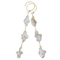 Freshwater Pearl Brass Earring, with Gold Filled, 14K gold-filled, for woman, white, 75mm 