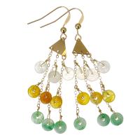 Fashion Fringe Earrings, Jadeite, with Gold Filled, 14K gold-filled, for woman, mixed colors, 61mm,6mm 