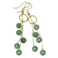 Fashion Fringe Earrings, Jadeite, with Gold Filled, 14K gold-filled, for woman, green, 63mm,10mm 