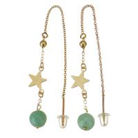 Jadeite Thread Through Earrings, with Gold Filled, 14K gold-filled, for woman, green, 102mm 